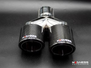 FIAT 124 Performance Exhaust by MADNESS - Monza - Dual Exit w/ Carbon Fiber Quad Tips V1